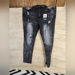 CDMG Grey/Black Men's Distressed Black Jeans